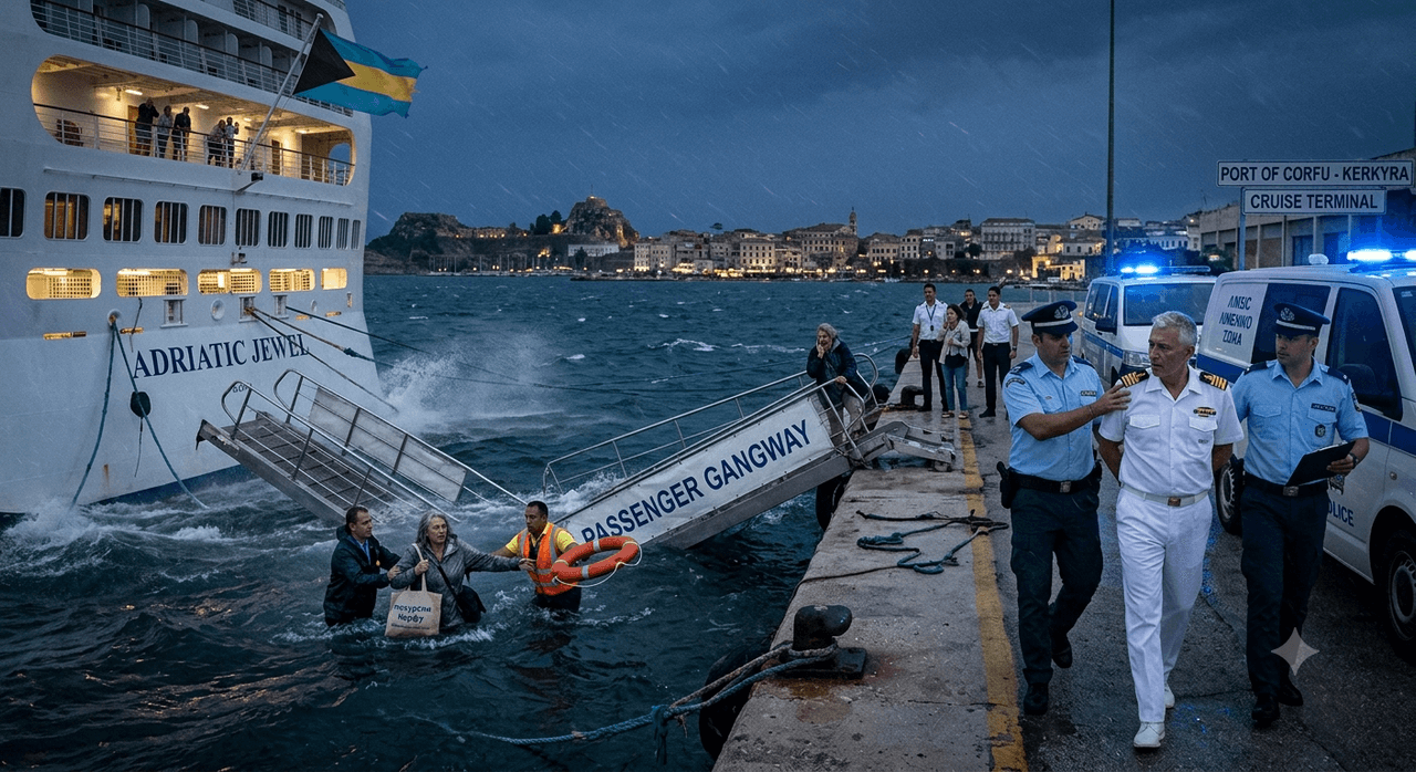 Корфу: розірвалися причальні лінії, пасажирка впала у воду і капітан у поліцейському відділку